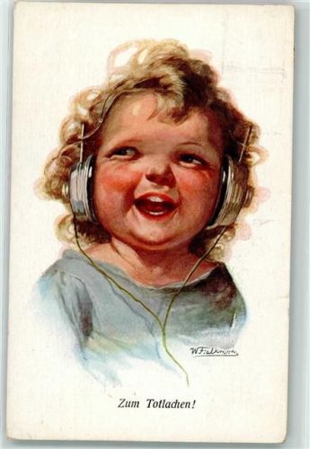 Kind mit Radio Hörer AK Fialkowska, W. 1926