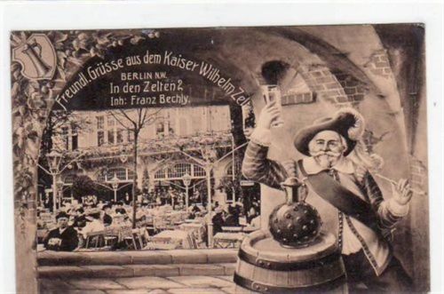 Berlin Tiergarten Kaiser Wilhelm Zelt Inh. Franz Bechly gelaufen von 1907. Gute Erhaltung.