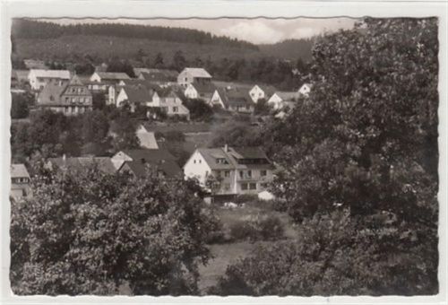 Dietzhölztal-Steinbrücken. Teilansicht mit Pension Haus Henrich gelaufen, mit Stempel von 1973, Marke entfernt. Leichter Schrift- und Stempeldurchdruck, leicht bügig, sonst gut erhalten