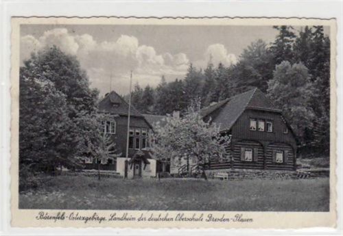Kurort Bärenfels Bärenfels mit Landheim der deutschen Oberschule Dresden - Plauen gelaufen von ca. 1940. Gute Erhaltung.