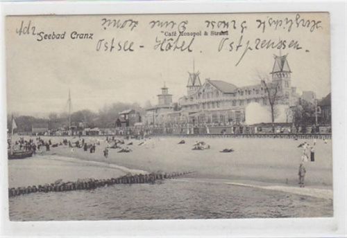 Seebad Cranz - Selenogradsk / Kreis Fischhausen - Primorsk. Café Monopol Strand gelaufen 1910. Gute Erhaltung.