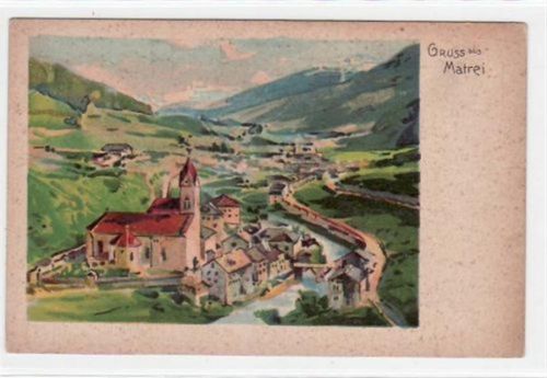 Matrei Matrei, Künstlerkarte mit Gesamtansicht. ungelaufen um 1900 Leicht fleckig, sonst gut erhalten