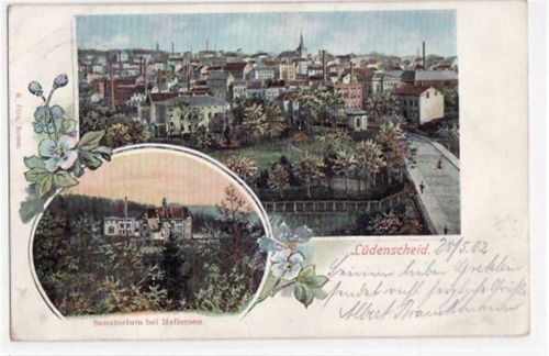 Lüdenscheid Lüdenscheid, Lithographie mit 2 Abbildungen gelaufen von 1902. Leicht bügig, leicht fleckig, sonst gut erhalten