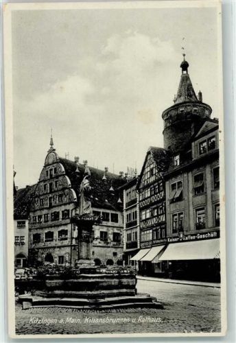 Kitzingen Kiliansbrunnen Rathaus Kaiser Kaffee-Geschäft