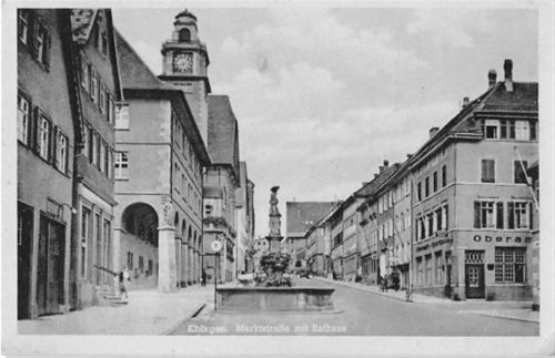 Ebingen Ebingen. Marktstraße Rathaus gelaufen. Leicht bügig, kleiner Knick unten rechts, sonst gut erhalten