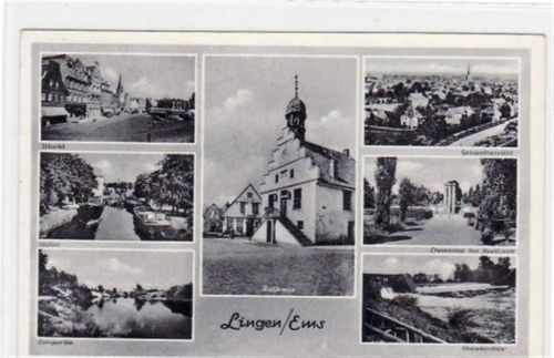 Lingen mit 7 Abbildungen gelaufen, mit Marke und Stempel von 1957. Gute Erhaltung.