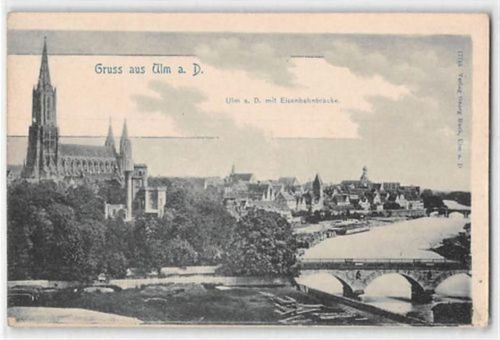 Ulm. Eisenbahnbrücke ungelaufen Gute Erhaltung.