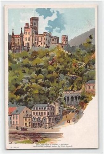 Lithographie Stolzenfels und Hotel Lahneck ungelaufen Gute Erhaltung.