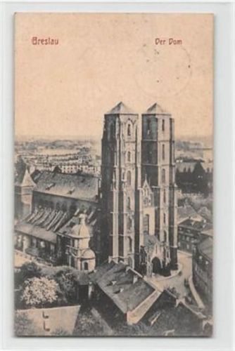 Breslau Breslau / Wroclaw. Der Dom gelaufen. Leichter Stempeldurchdruck, kleiner Knick unten rechts, sonst gut erhalten