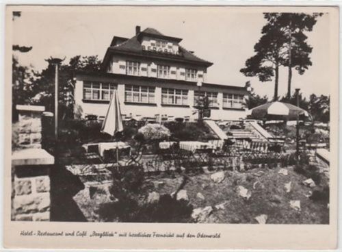 Bickenbach a. d. B. Hotel - Restaurant und Café Bergblick gelaufen, 1955. Leichter Schrift- und Stempeldurchdruck, sonst gut erhalten