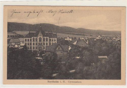 Northeim Northeim in Hannover. Gymnasium gelaufen, 1920. Gute Erhaltung.