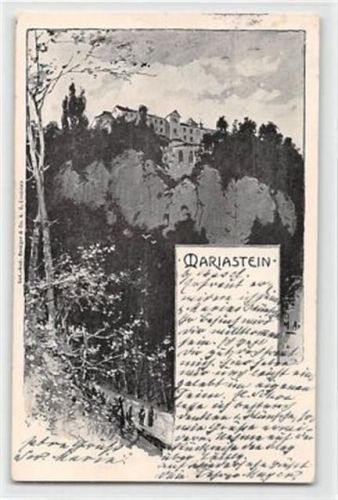 Künstlerkarte Mariastein gelaufen. Leicht fleckig, sonst gut erhalten