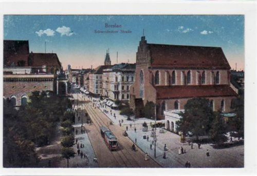 Breslau Breslau / Wroclaw mit Schwednitzer Straße ungelaufen Gute Erhaltung.
