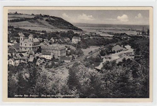 Wartha Wartha Bez. Breslau / Bardo - Kreis Frankenstein / Zabkowice Slaskie mit Blick von der schönen Aussicht gelaufen 1938. Gute Erhaltung.