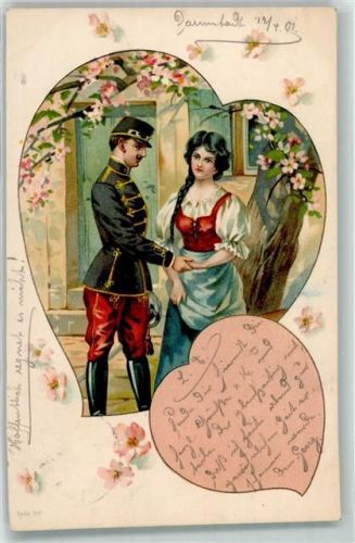 1901 Herz Blüten AK