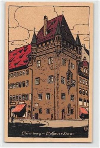 Steindruck Nürnberg. Nassauer Haus ungelaufen Gute Erhaltung.
