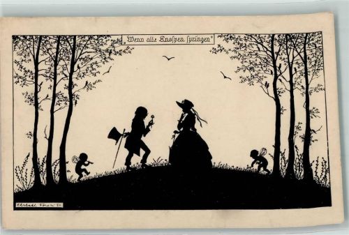 1919 Wenn alle Knospen springen Serie Biedermeier II AK