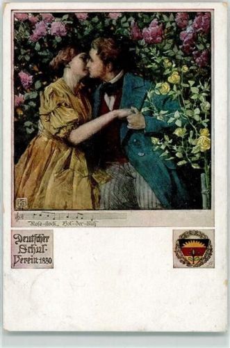 1927 Nr. 460 Deutscher Schulverein sign. Karl Friedrich Gsur - Noten Küsse Rosestock AK