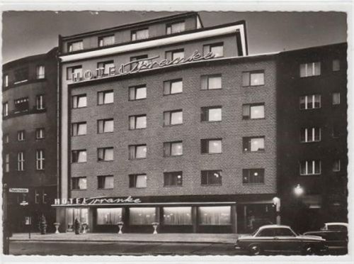 Berlin-Wilmersdorf. Hotel Franke gelaufen, 1965. Leichter Schrift- und Stempeldurchdruck, kleiner Riß am Rand oben, sonst gut erhalten