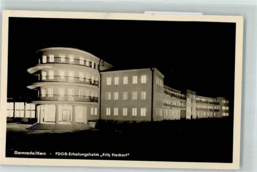 06507 O4305 Gernrode , Harz - FDGB Erholungsheim Fritz Heckert Nachtaufnahme