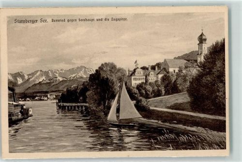82347 W8139 Bernried , Starnberger See - Dampfer Segelboot Kloster