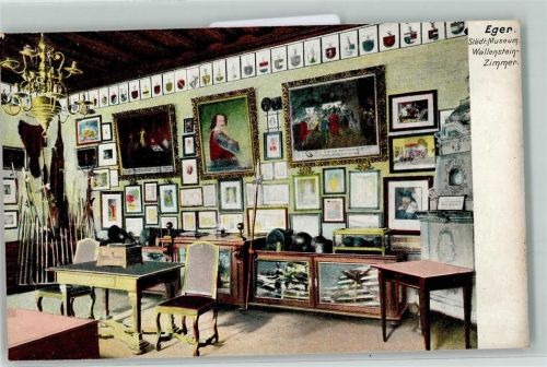 Cheb Städtisches Museum Wallensteinzimmer Bilder Wappen Kronleuchter Möbel Stuhl Vitrine