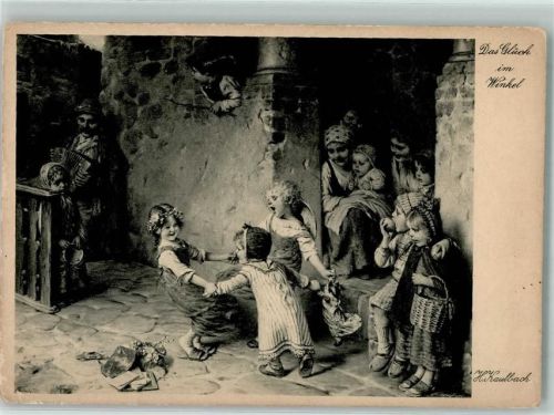 Das Glück im Winkel Ringelreigen Ziehharmonika Puppen AK