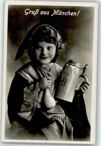 München 1936 Kindl mit einnem Bierkrug AK