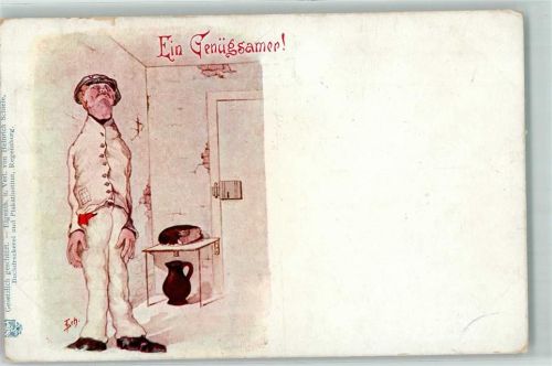 1915 Karikatur Ein Genügsamer WK I Künstlerkarte AK