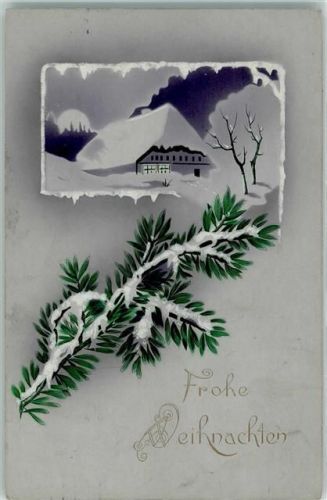 1910 Tannenzweig Schnee