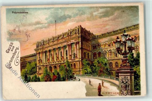 10115 W1000 Charlottenburg Lithographie / Künstlerkarte Polytechnikum sign. G. Zeitner