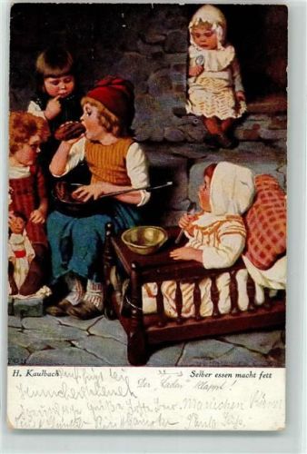 1919 Selber essen macht fett - Baby Hochstuhl Kinder AK
