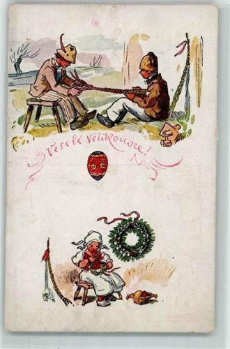 sign. Adolf Strohflechten Kranz binden , Kaspar Vesele Velikonoce