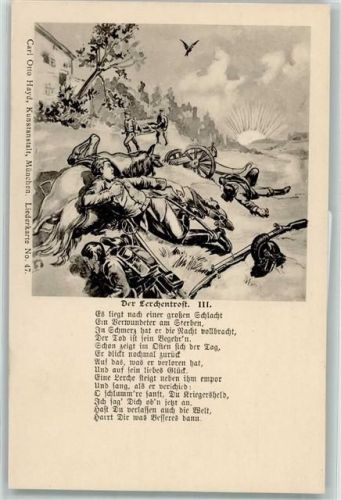 1900 Der Lerchentrost Militär gefallene Soldaten Verlag Carl Otto Hayd Liederkarte Nr. 47 AK