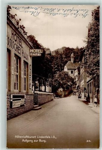 64658 W6145 Lindenfels , Odenw Gebrauchsspuren Aufgang zur Burg Hotel Hessisches Haus