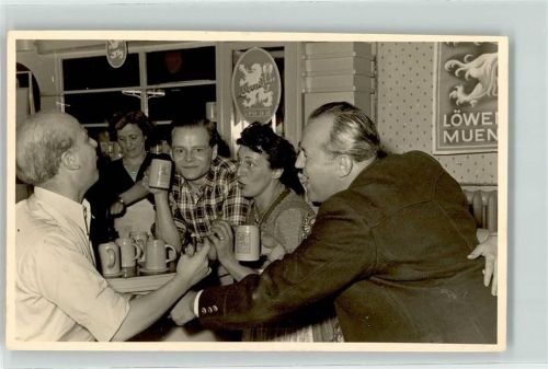Alpenfest 1957 Emailleschild Löwenbräu , Bierkrug