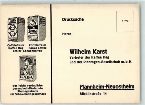 Kaffee Hag Bestellkarte Kaffeewerbung