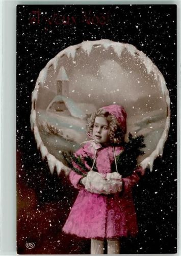 Verlag EAS 1064 Mädchen Winter Muff Tannenzweig AK