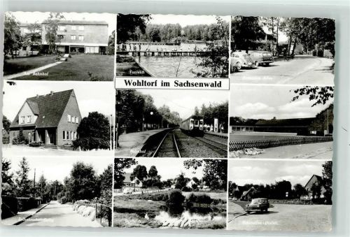 21521 W2055 Wohltorf Gebrauchsspuren am Bahnhof Tonteich Bahnhof Bichenallee Dorfstraße Eschenbruchsiedlung Eisenbahn VW Käfer Opel Kombi