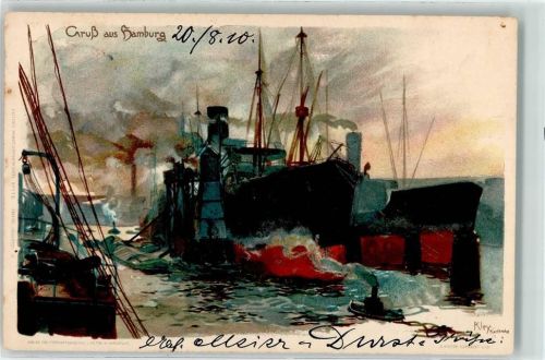Hamburg 1910 Hafen Dampfer