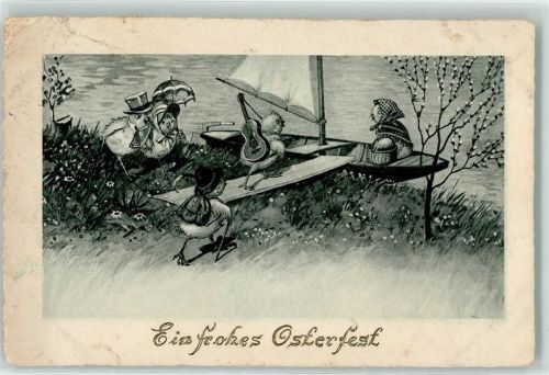 1936 vermenschlich Segeln Ostern AK