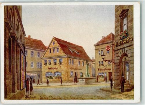Bayreuth Sternplatz sign. Hans Schmitz Hofapotheke Gasthaus Wolfenzacher