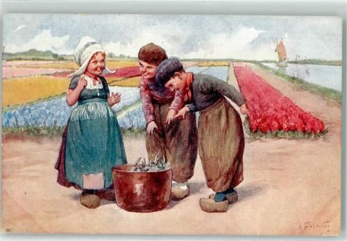 1909 Hollandkinder Hummer im Tonkrug sign. Feiertag, Karl Verlag BKW Serie 402-1 AK