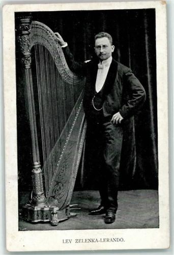 Harfenspieler Lev Zelenka-Lerando AK Harfe 1905