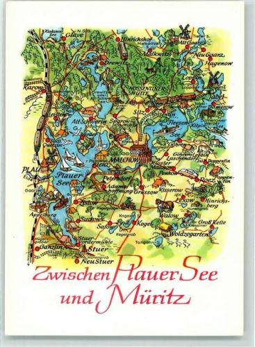 Plau Landkarte Zwischen Plauer See und Müritz
