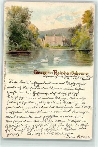 99894 O5804 Reinhardsbrunn 1898 Gebrauchsspuren Schwäne