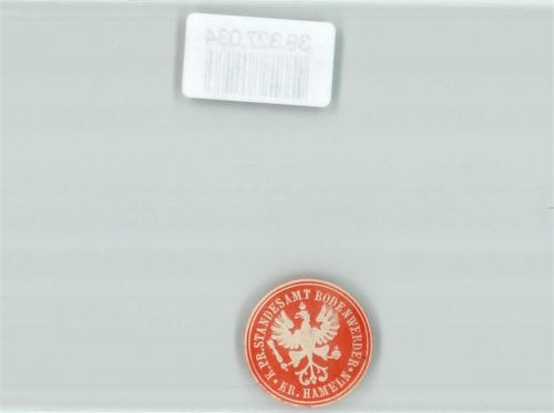 Bodenwerder K. Pr. Standesamt Bodenwerder Kreis Hameln