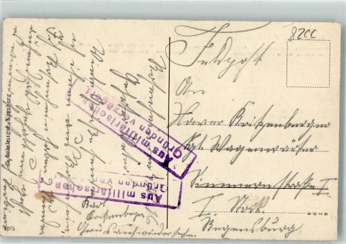 Aus militärischen Gründen verzögert Feldpoststempel WK I 1916