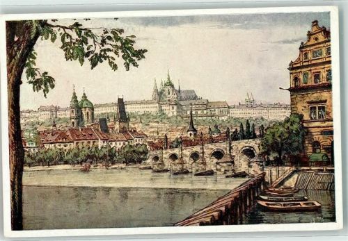 Prag Turm Kirche Ruderboot Brücke