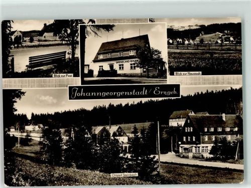 Johanngeorgenstadt Blick zur Post Gasthaus Grenzlandbaude Blick zur Neustadt OT Steinbach